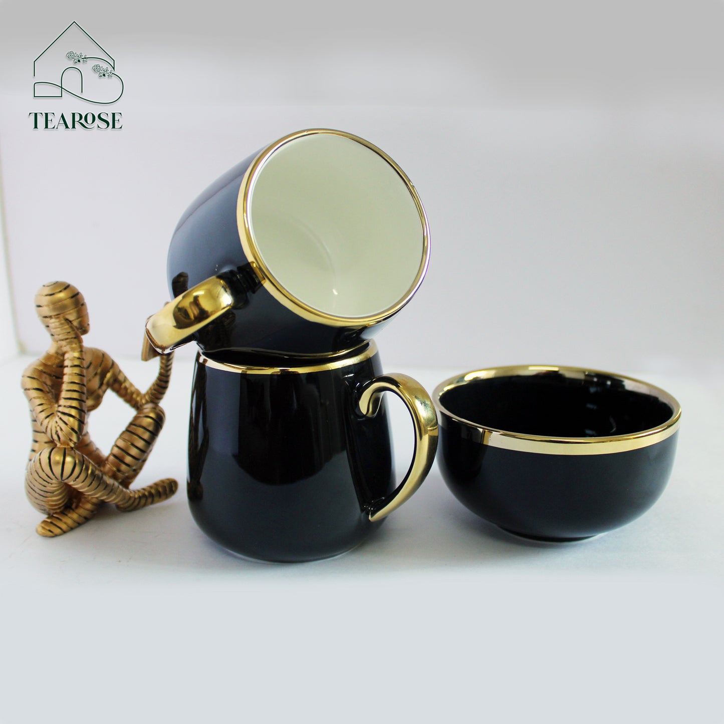 Goblet and Gobblers Porcelain Coffee Mug and Snack bowl Set - 3 Piece