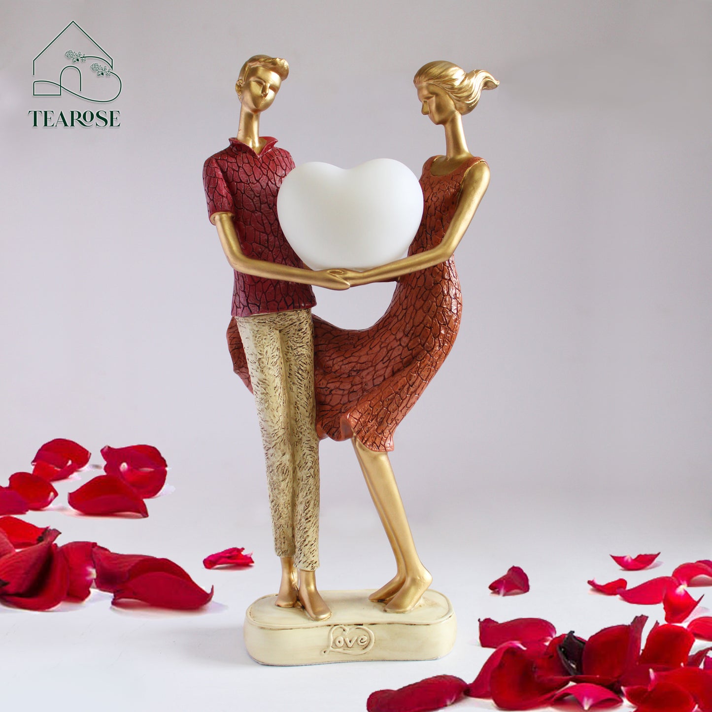 Lovey Dovey - Couple Figurine with Heart-Shaped Light
