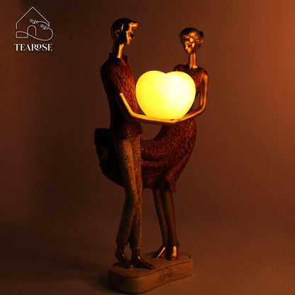 Lovey Dovey - Couple Figurine with Heart-Shaped Light