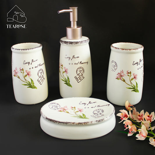 White Peony Bath Set