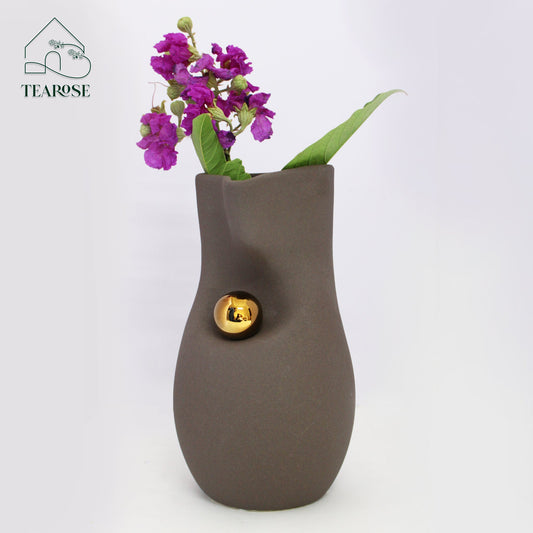 Tinker Bell Brown Vase with Golden Bead