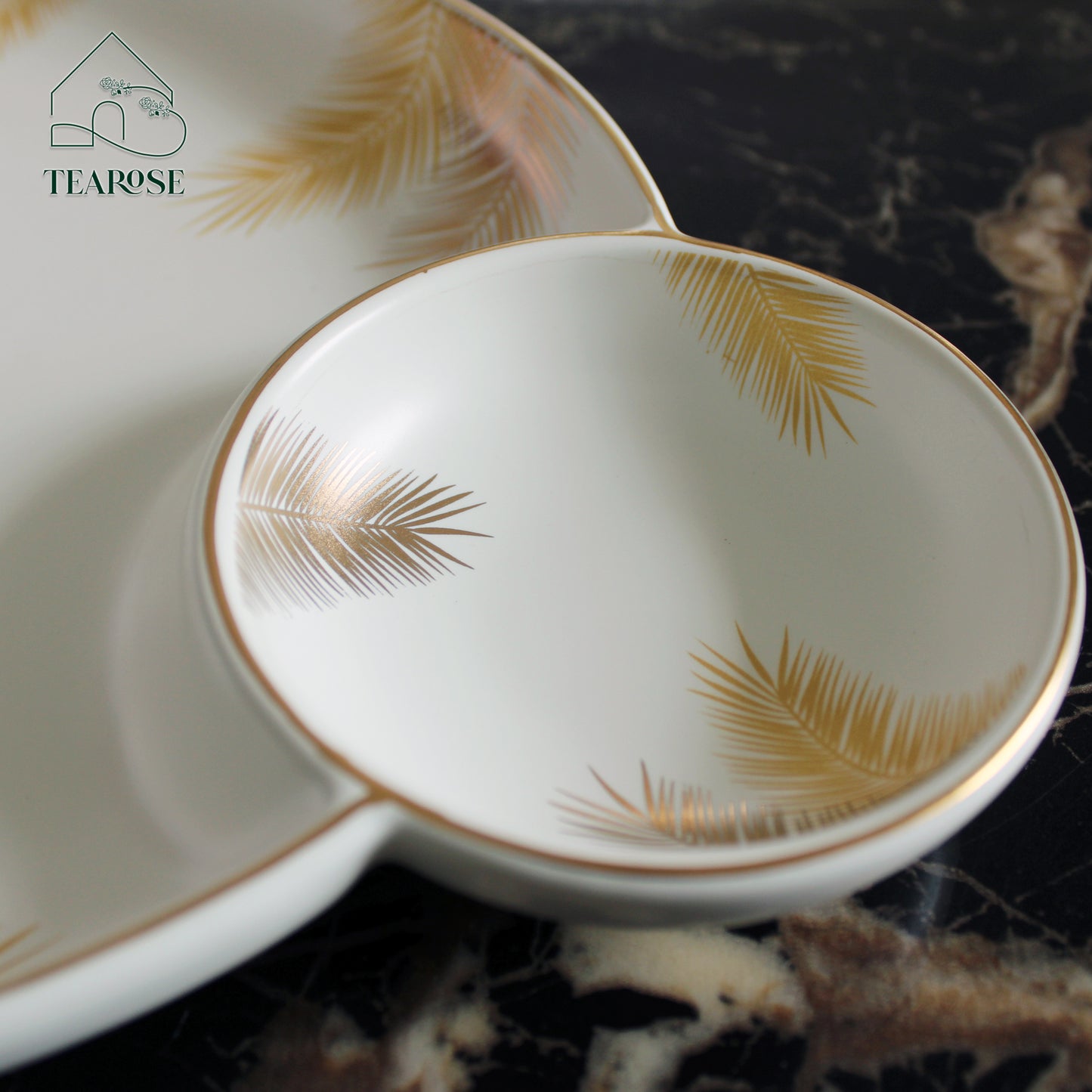 Golden Lining Ceramic Platter - Oval Serving Dish