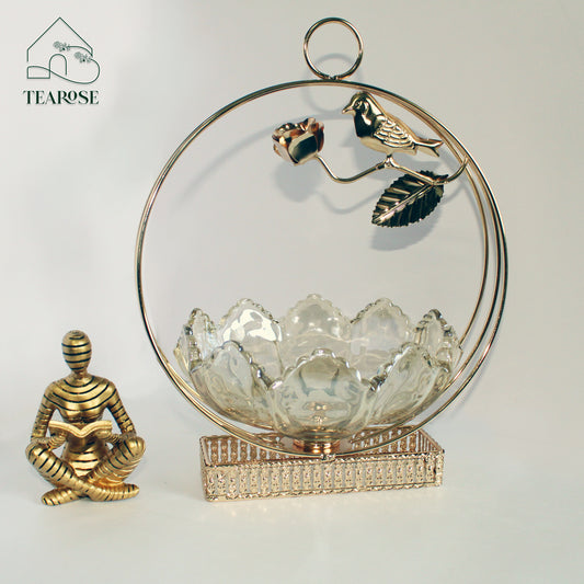 Oasis Metal Sparrow Decor - Elegant Decorative Bowl